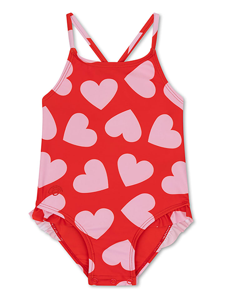 Swim Essentials Strój kąpielowy ":Hearts" w kolorze czerwono-jasnoróżowym rozmiar: 86/92