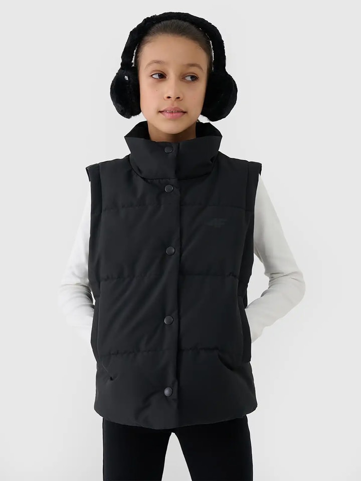 4F Kamizelka pikowana w kolorze czarnym rozmiar: 128