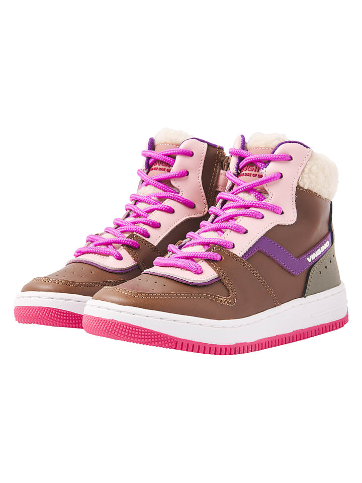 Vingino Skórzane sneakersy "Senne" w kolorze brązowym ze wzorem rozmiar: 37