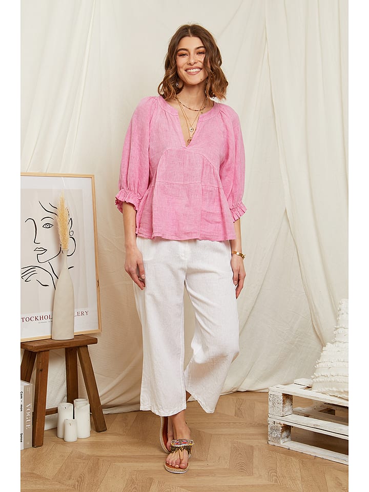 Rodier Lin Lniana bluzka w kolorze jasnoróżowym rozmiar: XL/XXL