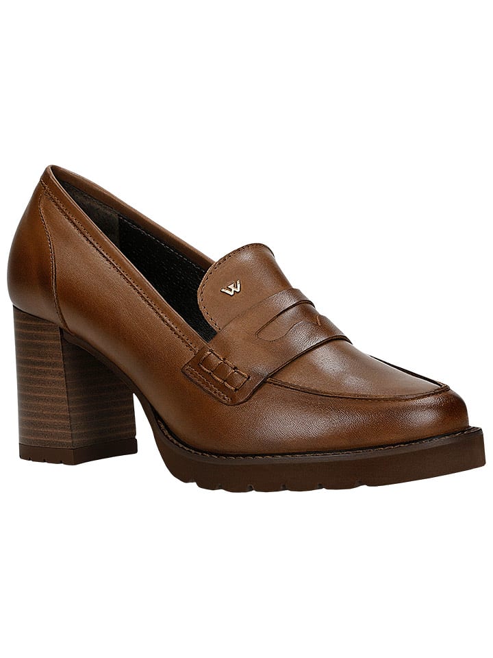 Wojas Skórzane czółenka w kolorze jasnobrązowym rozmiar: 37