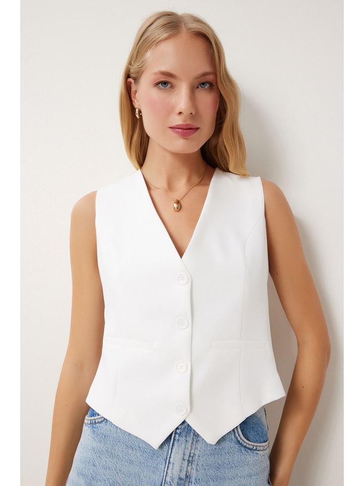Happiness Istanbul Kamizelka w kolorze białym rozmiar: 40