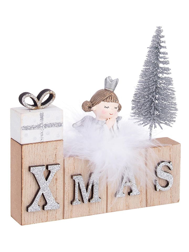 Bizzotto Figurka dekoracyjna "Angel" w kolorze srebrno-jasnobrązowym - wys. 14 cm rozmiar: onesize