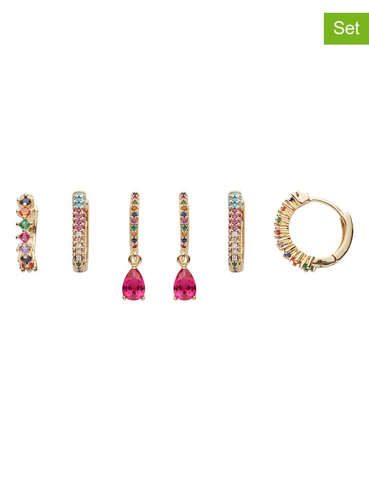 U.S. Polo Assn. Kolczyki-kreole (3 pary) z kryształami rozmiar: onesize