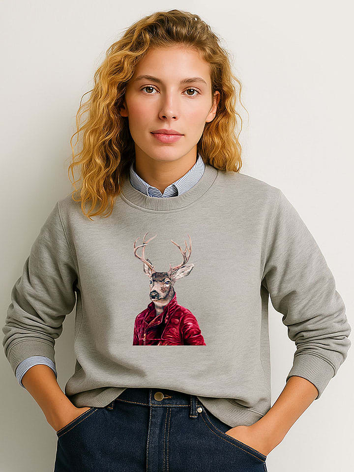 WOOOP Bluza "Red clad deer" w kolorze szarym rozmiar: XL