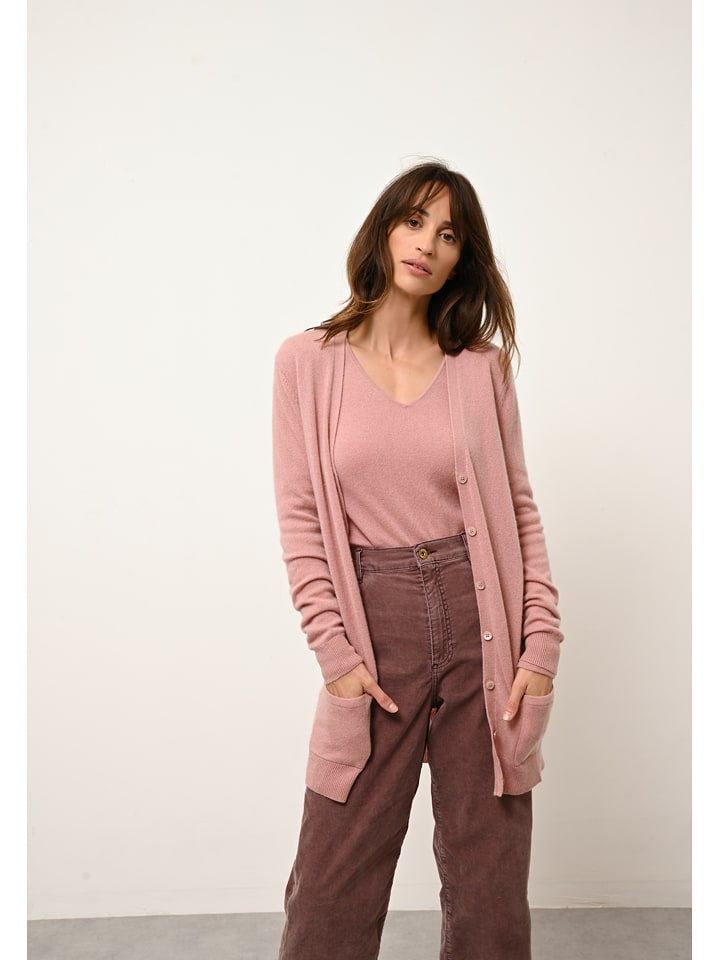 Just Cashmere Kaszmirowy kardigan "Chelsea" w kolorze jasnoróżowym rozmiar: S