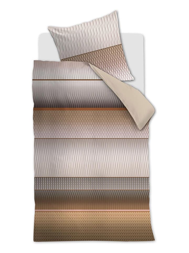 Beddinghouse Komplet pościeli satynowej "Millenial" w kolorze beżowo-jasnobrązowym rozmiar: 155x220 cm