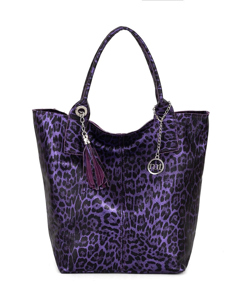 Mia Tomazzi Skórzany shopper bag "Barozzi" w kolorze fioletowym - 31 x 36 x 20 cm rozmiar: onesize