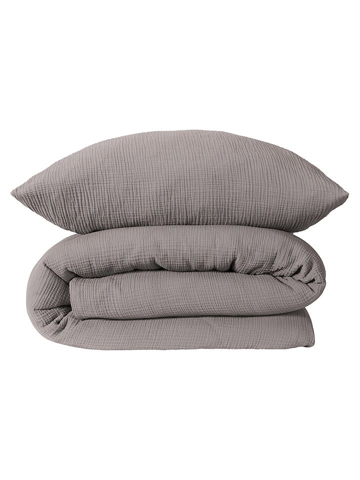 Schiesser Komplet pościeli muślinowej "Molly" w kolorze szarym rozmiar: 135x200 cm