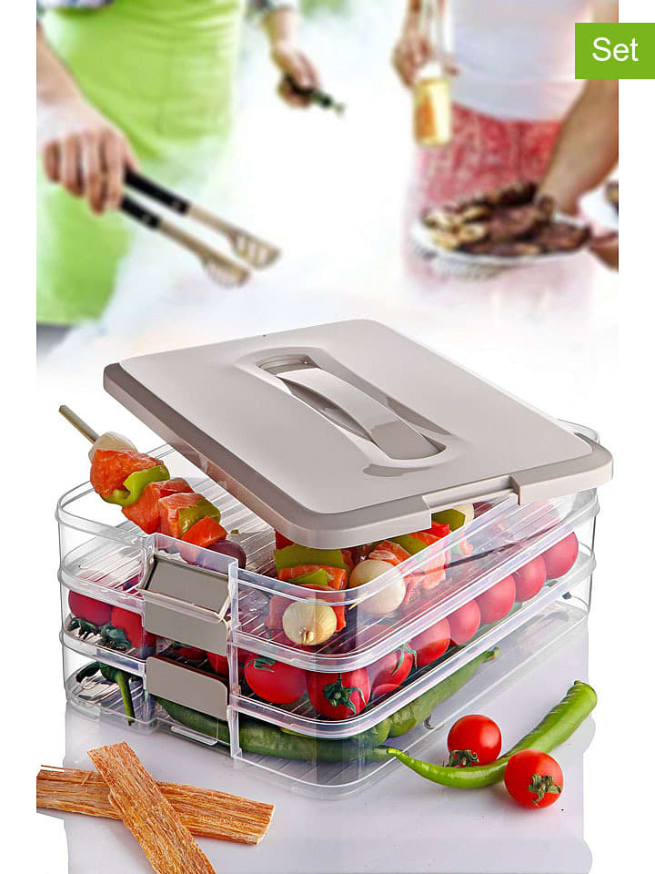 Violeta Home Pojemniki (3 szt.) w kolorze jasnoszarym - 30 x 21,5 x 5 cm rozmiar: onesize