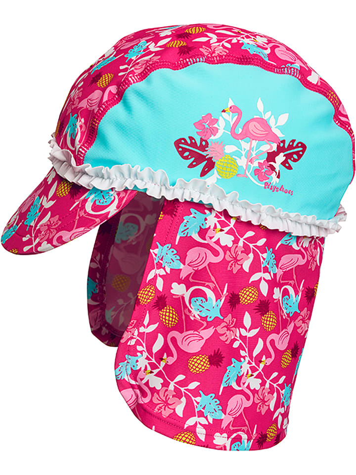 Playshoes Czapka w kolorze turkusowym z osłoną karku rozmiar: 53 cm