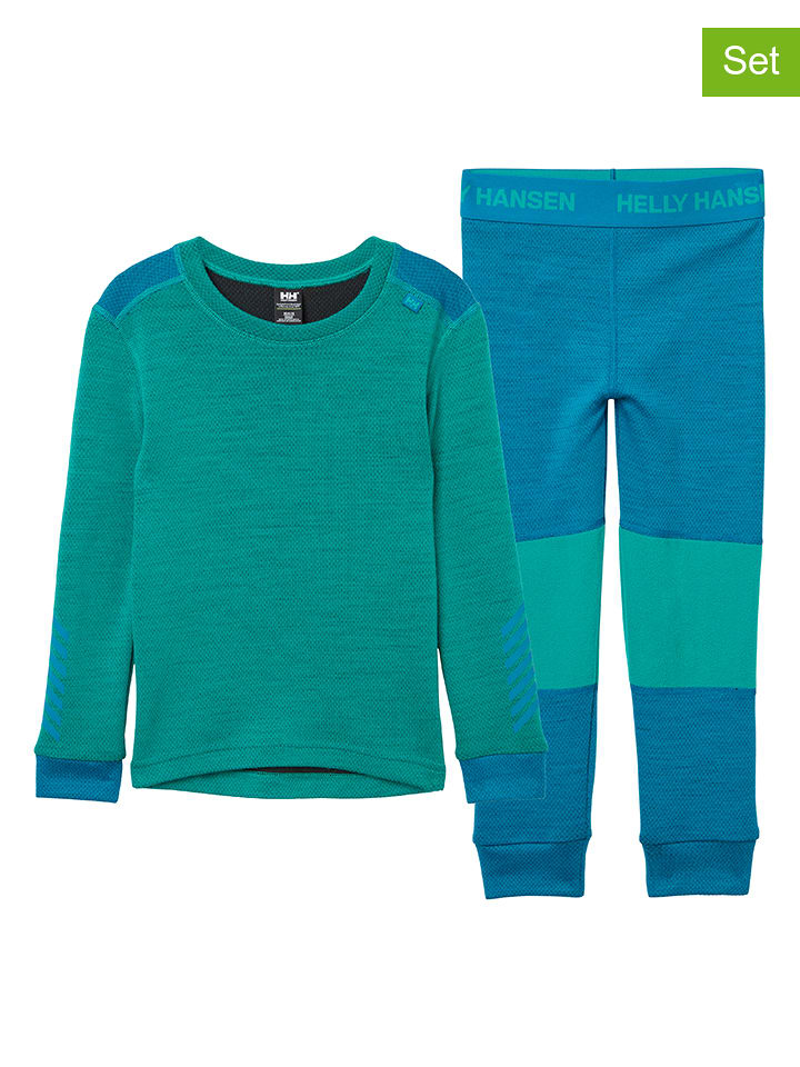 Helly Hansen 2-częściowy zestaw funkcyjny "Lifa" w kolorze zielono-niebieskim rozmiar: 128