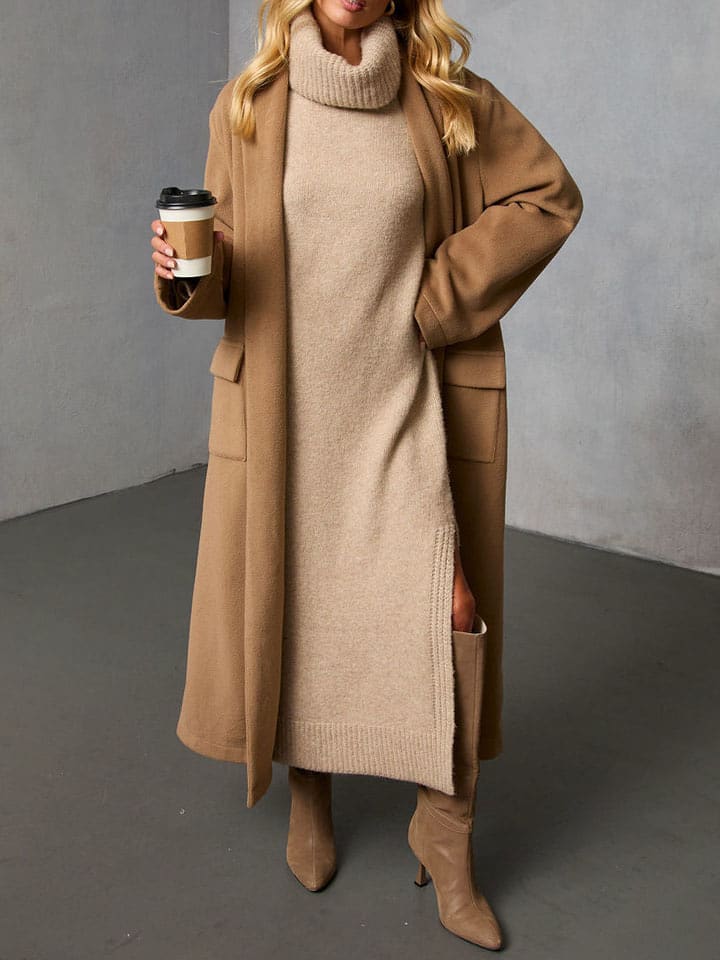 Milan Kiss Sukienka dzianinowa w kolorze beżowym rozmiar: M