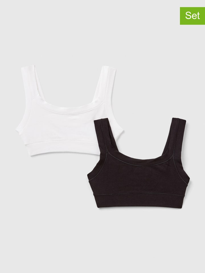 Benetton Topy (2 szt.) w kolorze czarno-białym rozmiar: 130