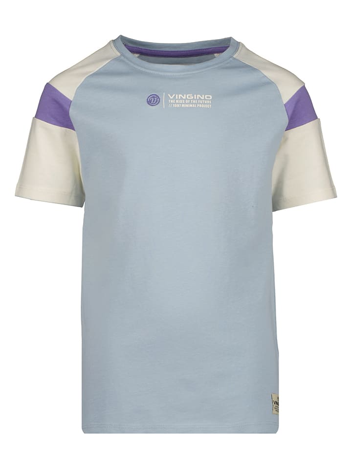 Vingino Koszulka w kolorze błękitnym ze wzorem rozmiar: 140