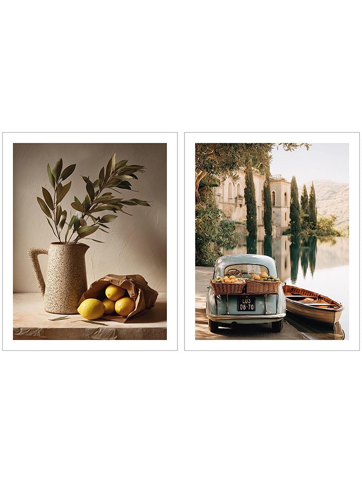 Orangewallz Druki artystyczne (2 szt.) "Italian Set" w ramce rozmiar: 40x50 cm