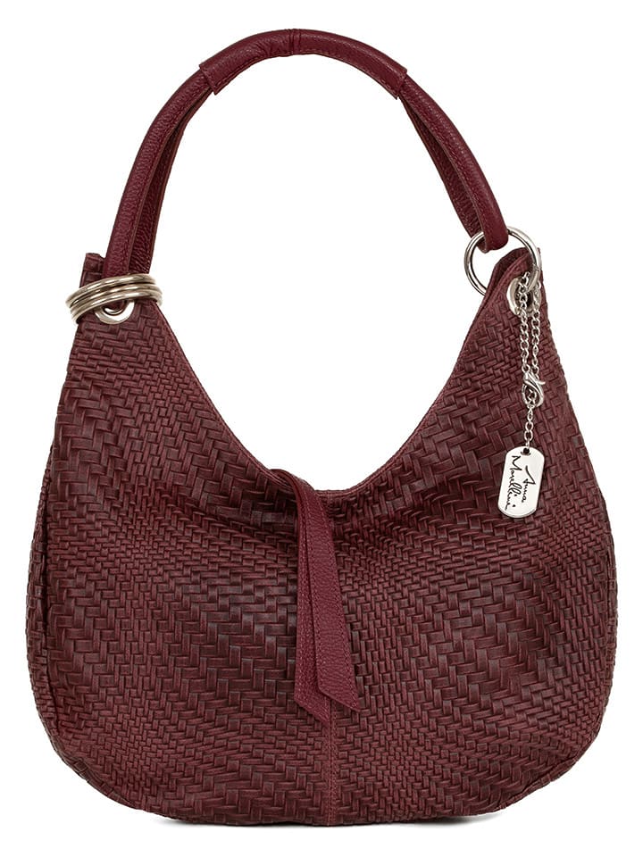 Anna Morellini Skórzana torebka "Concetta" w kolorze bordowym - 38 x 34 x 10 cm rozmiar: onesize