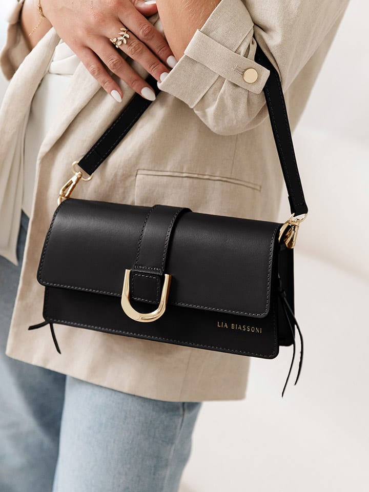 Lia Biassoni Skórzana torebka "Saraceno" w kolorze czarnym - 27 x 14 x 6 cm rozmiar: onesize