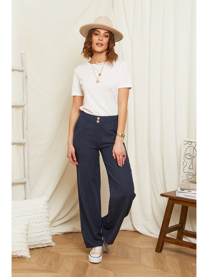 Rodier Lin Lniane spodnie w kolorze granatowym rozmiar: S/M