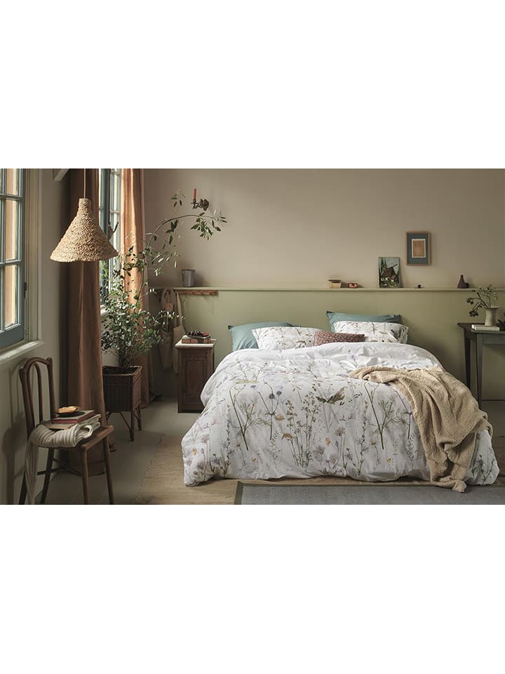 Beddinghouse Komplet pościeli "Flowers Flowers" w kolorze biało-zielonym rozmiar: 155x220 cm