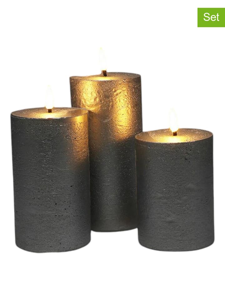 WellHome Świece LED (3 szt.) w kolorze szarym rozmiar: onesize