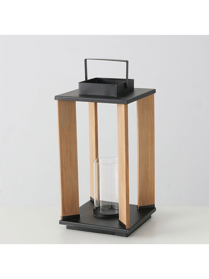 Boltze Lampion "Ventana" w kolorze czarno-jasnobrązowym - 21 x 40,5 cm rozmiar: onesize