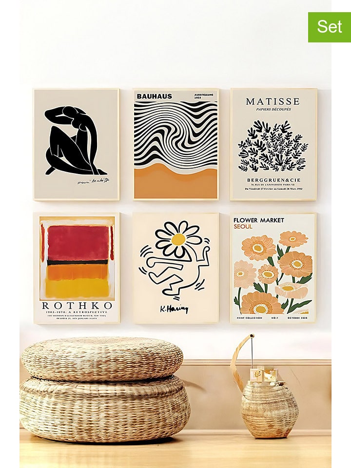 ABERTO DESIGN Druki artystyczne (6 szt.) w ramce - 48 x 33 cm rozmiar: onesize