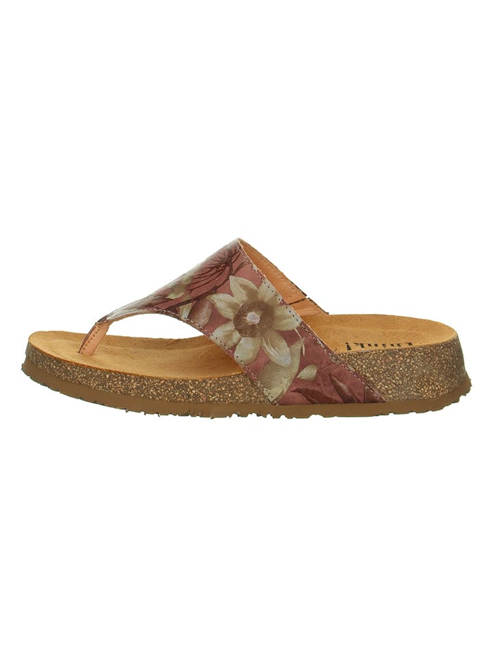 Think! Skórzane japonki "Koak" w kolorze jasnobrązowym ze wzorem rozmiar: 40