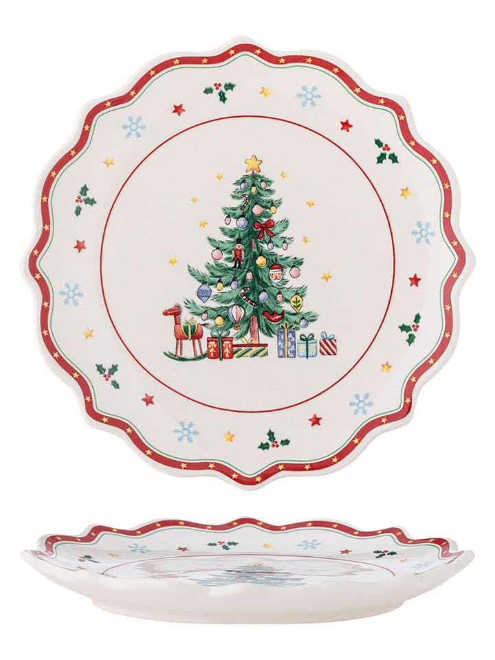 Bloomingville Talerz "Naive" w kolorze kremowo-czerwono-zielonym na pieczywo - Ø 17 cm rozmiar: onesize
