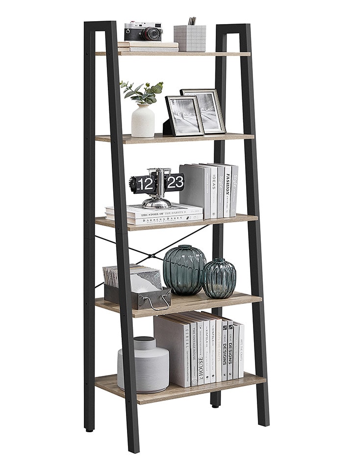 SONGMICS Regał stojący w kolorze jasnobrązowo-czarnym - 56 x 171,5 x 34,5 cm rozmiar: onesize