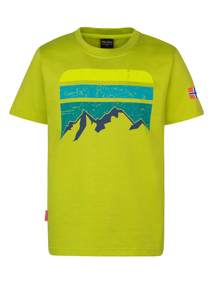 Trollkids Koszulka "Falketind T" w kolorze zielonym rozmiar: 104