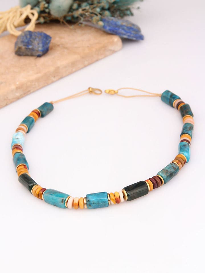 Charlize Pozłacany naszyjnik z kamieniami szlachetnymi - dł. 45 cm rozmiar: onesize