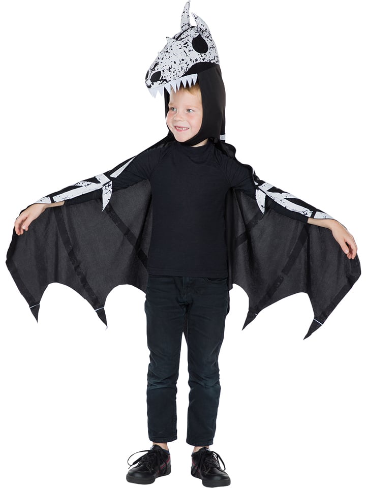 Party x People Peleryna kostiumowa "Flying Dino Skeleton" w kolorze czarnym rozmiar: 140/152