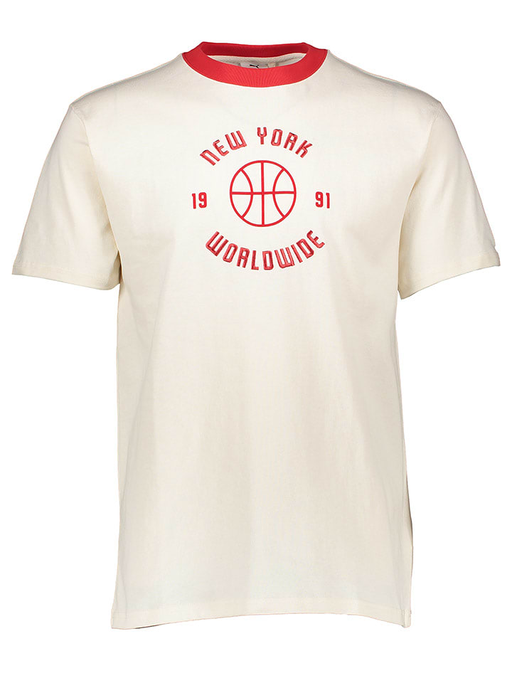 Puma Koszulka "Rhuigi Graphic" w kolorze kremowo-czerwonym rozmiar: S