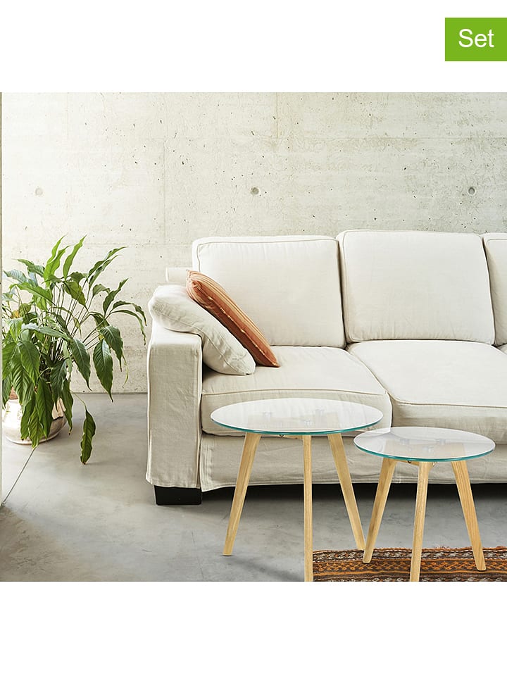 THE HOME DECO FACTORY Stoliki (2 szt.) w kolorze jasnobrązowym rozmiar: onesize