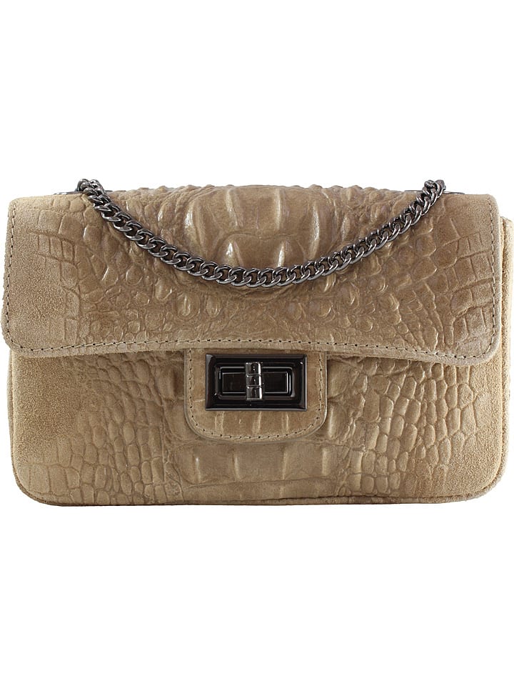 ORE10 Skórzana torebka w kolorze szarobrązowym - 20 x 11 x 6,5 cm rozmiar: onesize