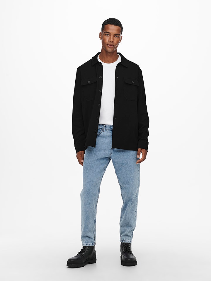 ONLY & SONS Kurtka koszulowa "Newkodyl" w kolorze czarnym rozmiar: XL