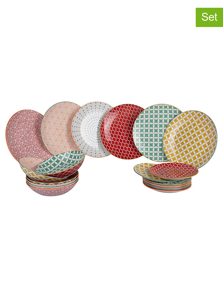 Villa d´Este 18-częściowy zestaw talerzy "Confusion" ze wzorem rozmiar: onesize