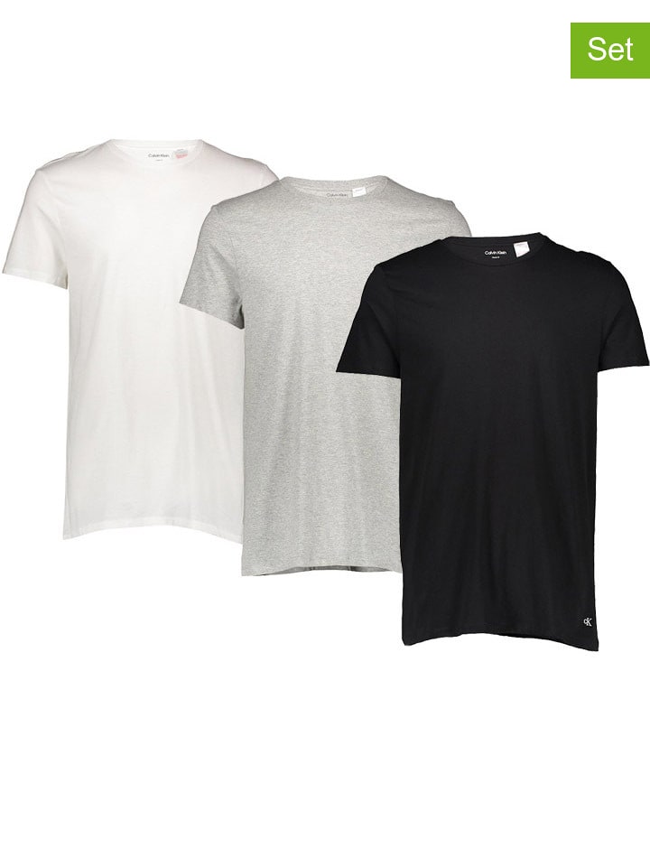 CALVIN KLEIN UNDERWEAR Koszulki (3 szt.) w kolorze czarnym, szarym i białym rozmiar: XXL