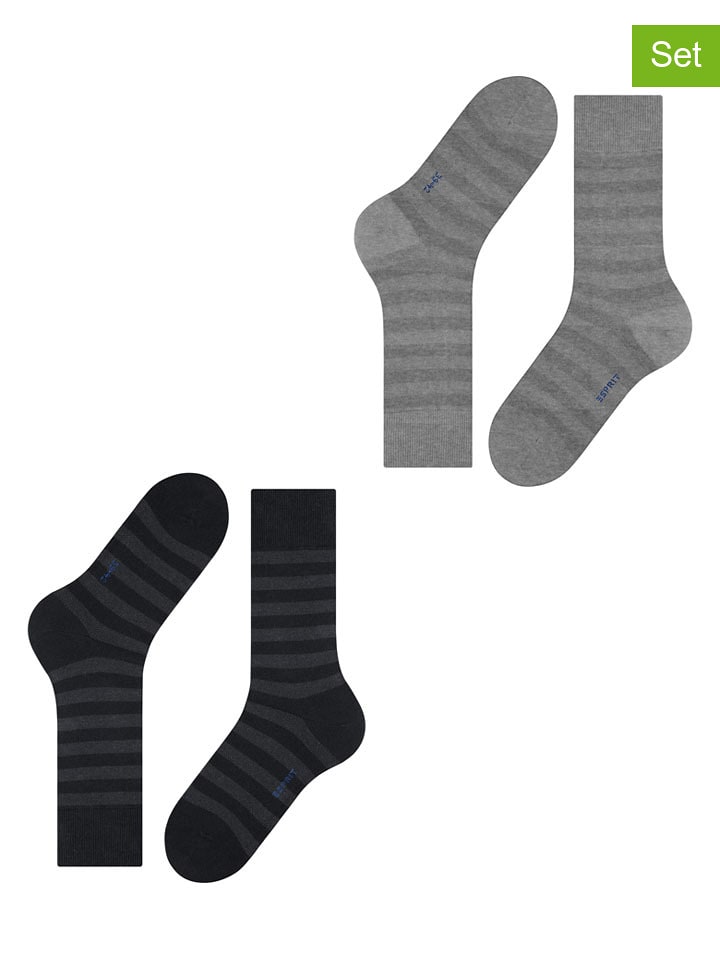 ESPRIT Skarpety (2 pary) w kolorze czarno-szarym rozmiar: 43-46