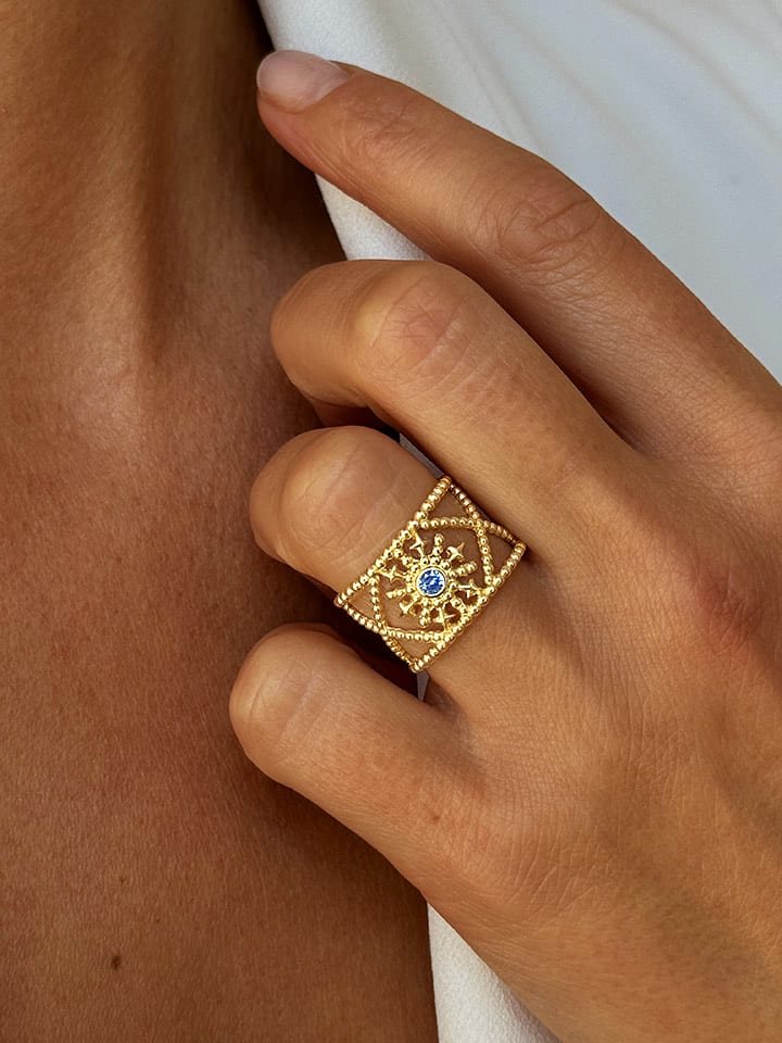 DI GIORGIO Pozłacany pierścionek ze spinelem rozmiar: 50