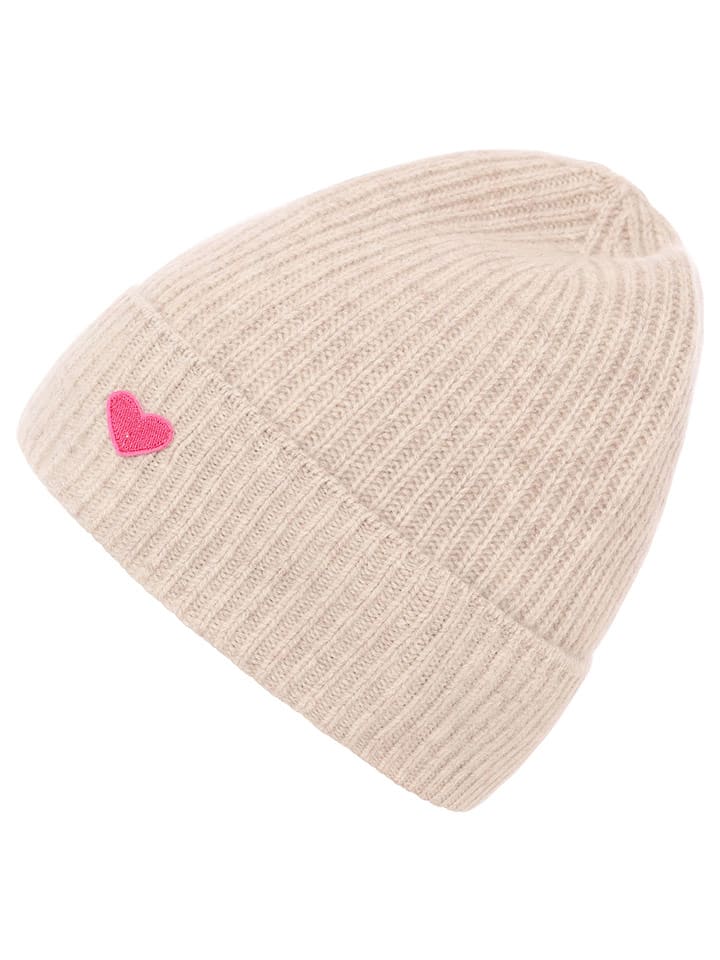 Zwillingsherz Kaszmirowa czapka beanie w kolorze beżowym rozmiar: onesize