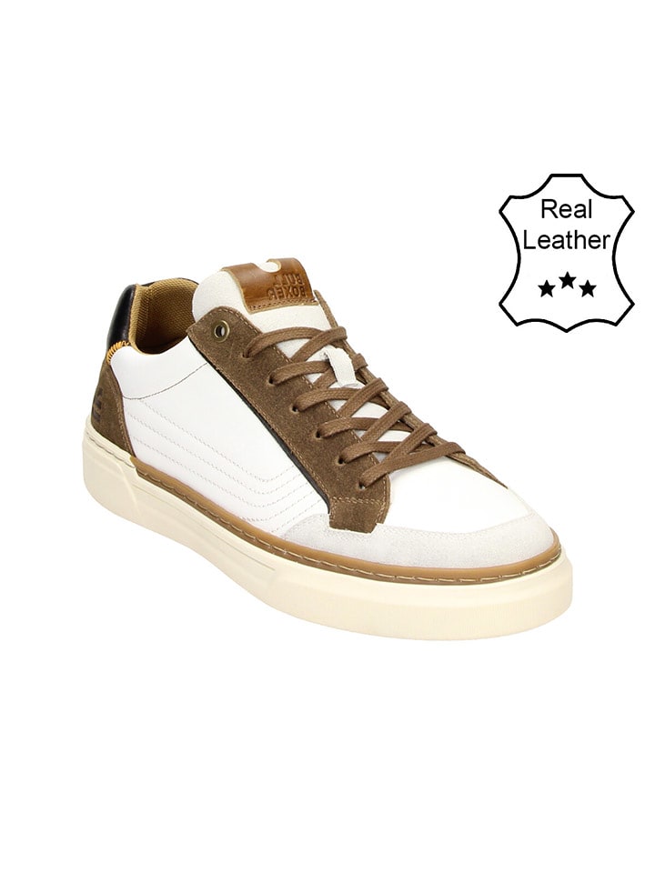 Bullboxer Skórzane sneakersy w kolorze biało-jasnobrązowym rozmiar: 43