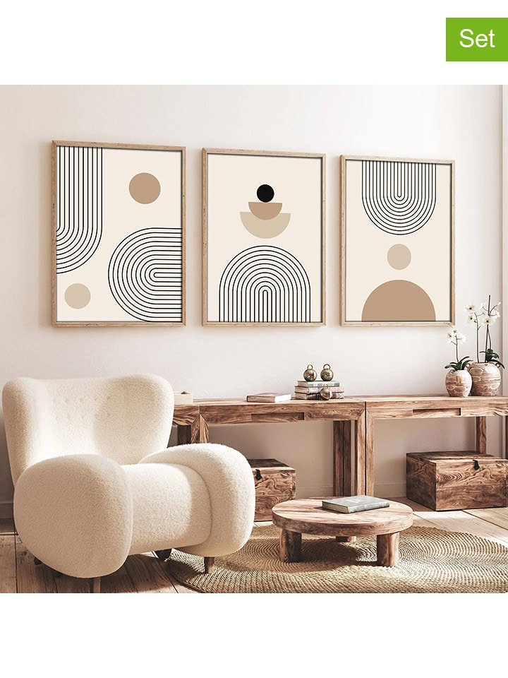 wall addiction Druki na drewnie (3 szt.) w ramce rozmiar: 50x70 cm