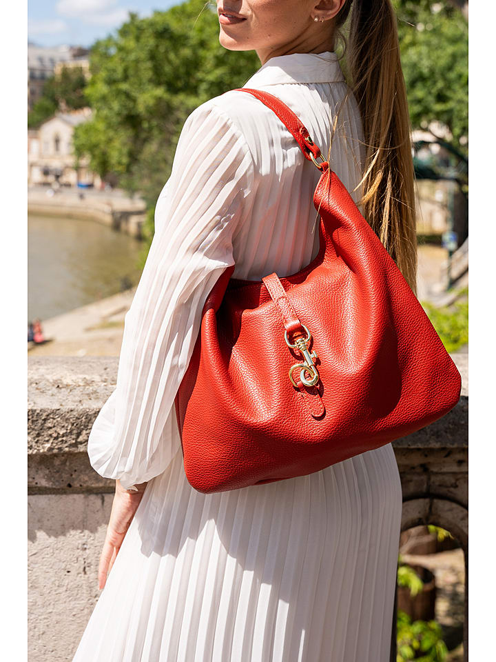 Victor & Hugo Paris Skórzana torebka "Margot" w kolorze czerwonym - 30 x 39 x 2 cm rozmiar: onesize