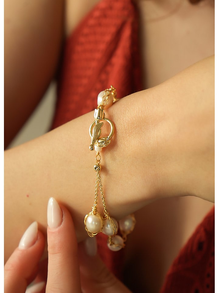 L'Atelier de Gaia Pozłacana bransoletka z perłami rozmiar: onesize