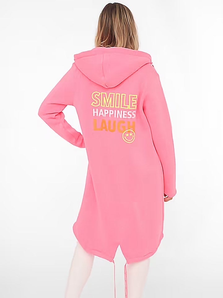 Zwillingsherz Bluza "Smile Happiness Laugh" w kolorze jasnoróżowym rozmiar: L/XL