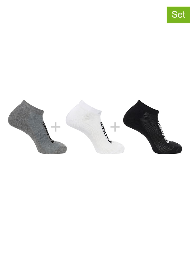 SALOMON Skarpety funkcyjne (3 pary) "Everyday Low" w kolorze szaro-biało-czarnym rozmiar: 45-47