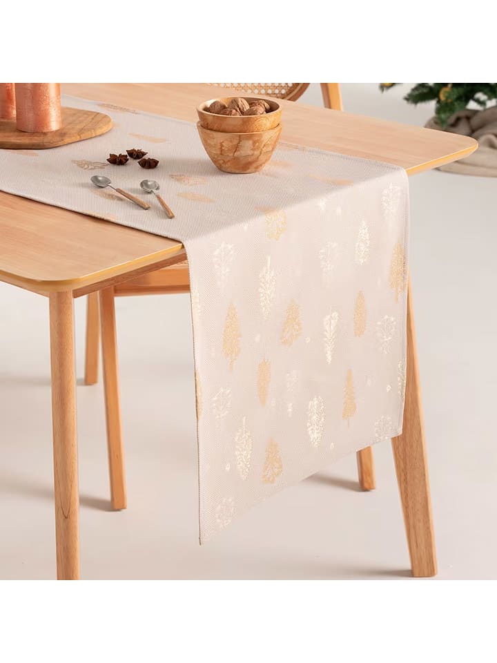 GAMUSI Bieżnik "Silvet" w kolorze złoto-beżowym rozmiar: 45x135 cm