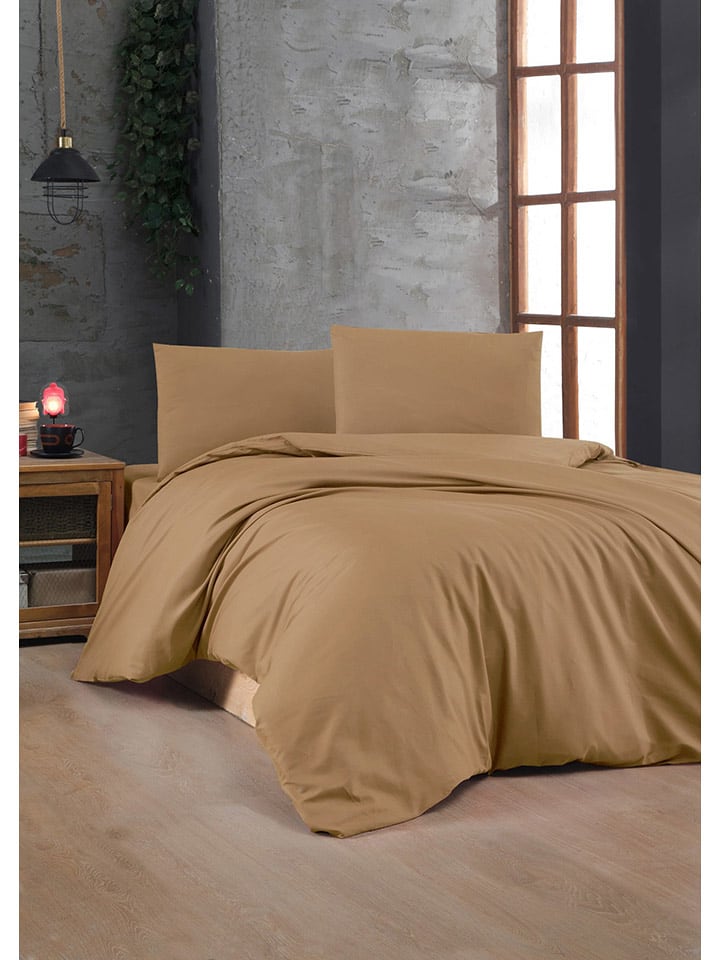 Colourful Cotton Komplet pościeli renforcé w kolorze jasnobrązowym rozmiar: 240x220 cm